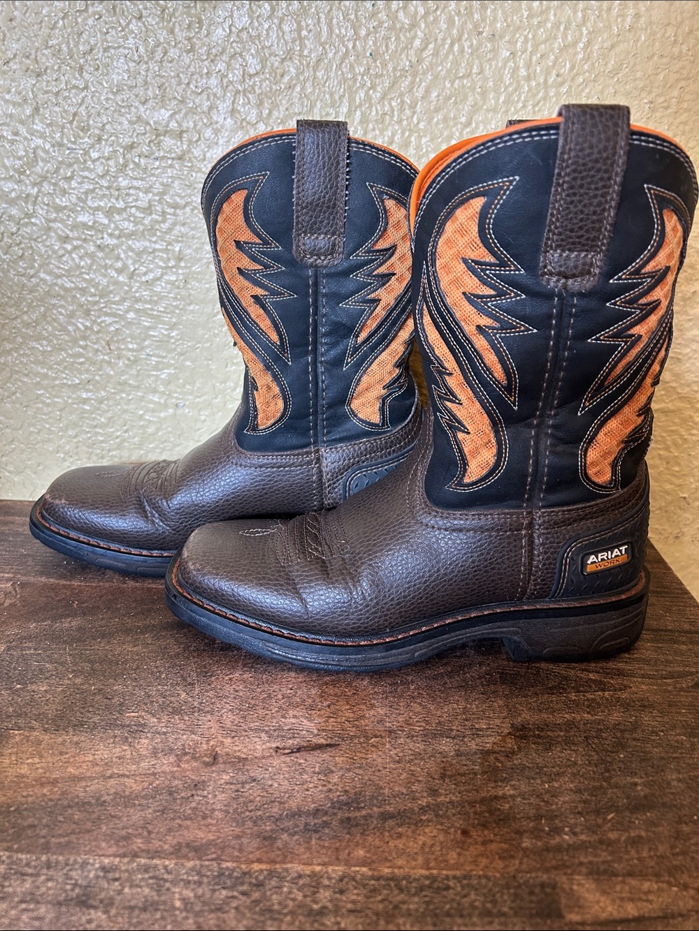 Ariat Brown and Orange Leather Western Boots